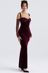 Kaia Evening Velvet Maxi Elbise
