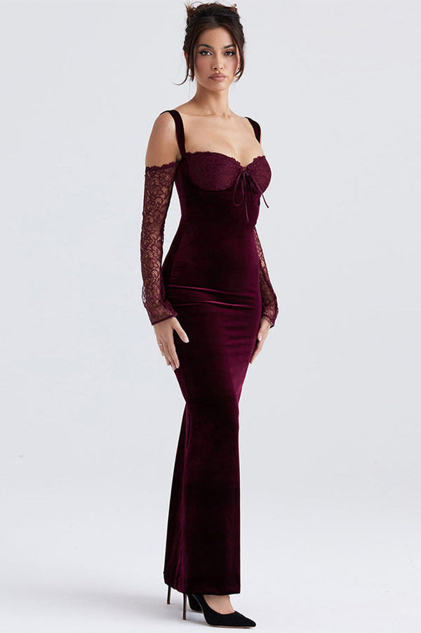 Kaia Evening Velvet Maxi Elbise