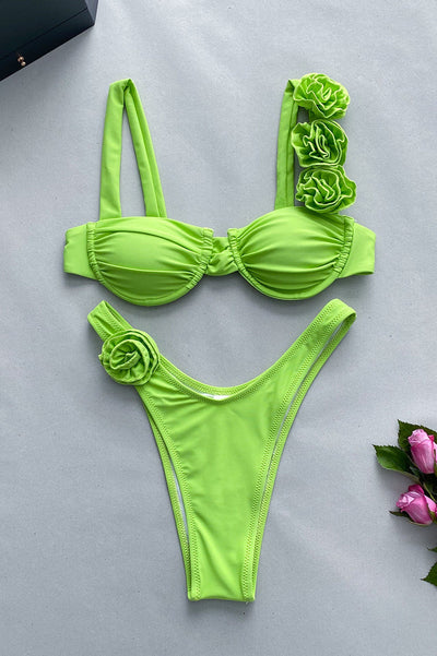 Çiçek Süslemeli Bikini Seti