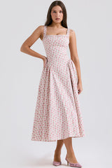 Dorothy White Rosebud Print Elbise