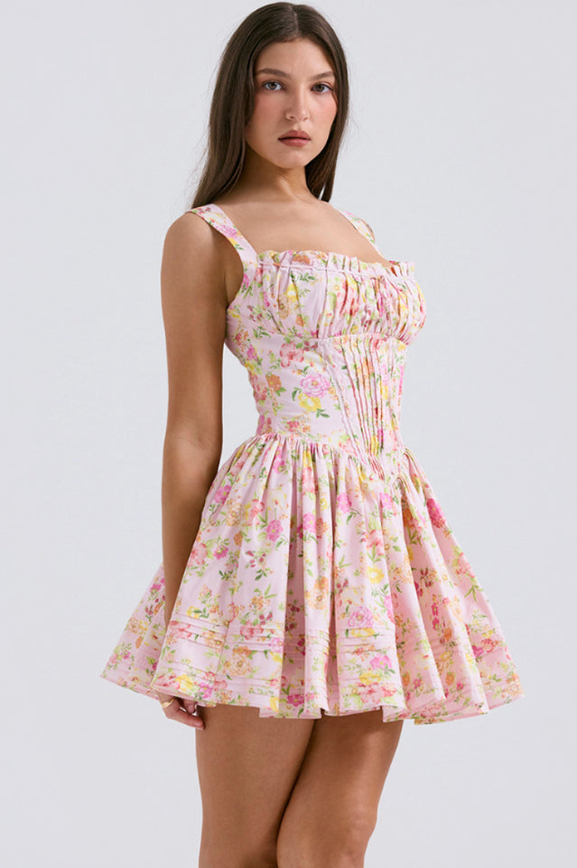 Natassia White Cotton Mini Elbise