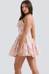 Natassia White Cotton Mini Elbise