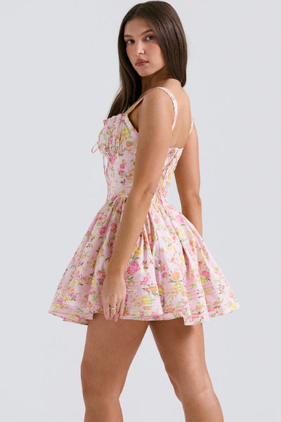 Natassia White Cotton Mini Elbise