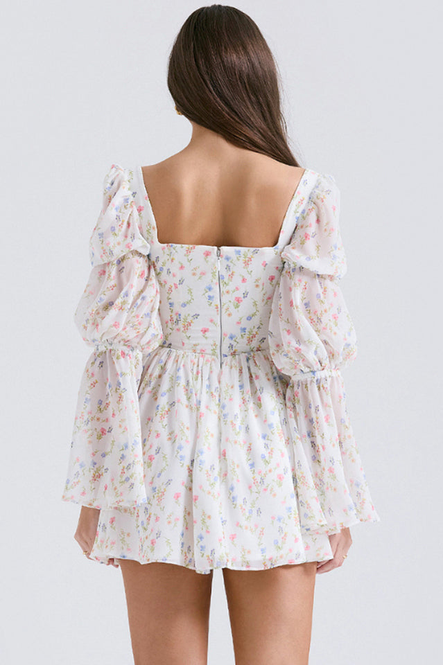 Sancia Printed Puff Sleeve Mini Elbise