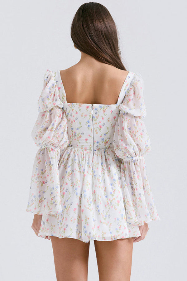 Sancia Printed Puff Sleeve Mini Elbise