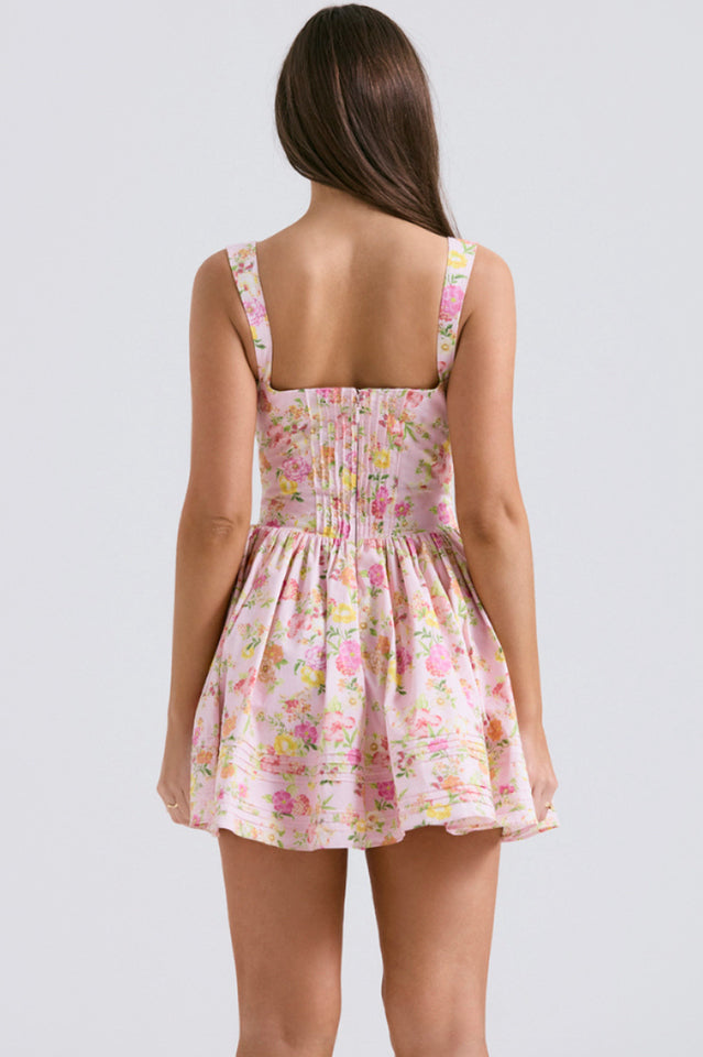 Natassia White Cotton Mini Elbise