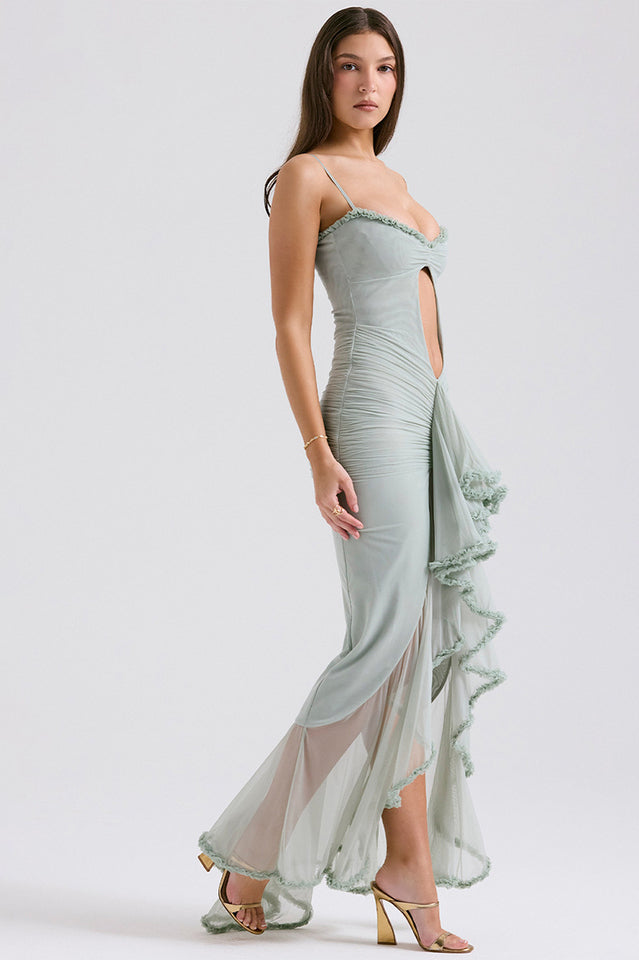 Gabriella Light Peach Ruffle Elbise