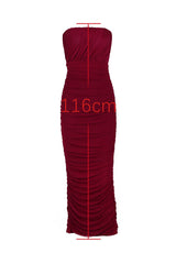Sapphire Wine Gathered Maxi Elbise
