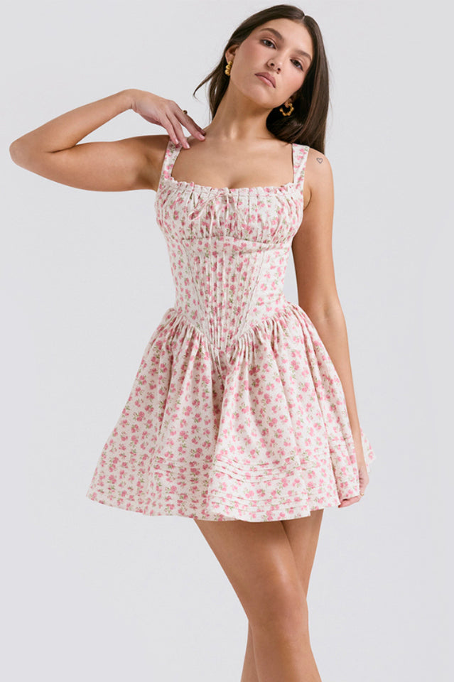 Natassia White Cotton Mini Elbise