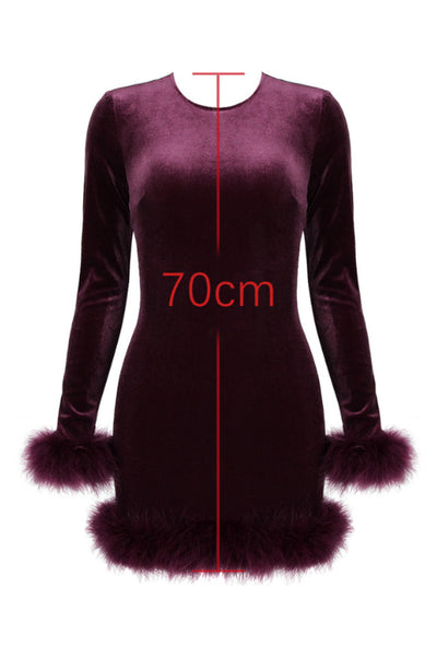 Lavinia Mulberry Velvet Mini Elbise