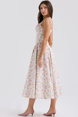 Dorothy White Rosebud Print Elbise