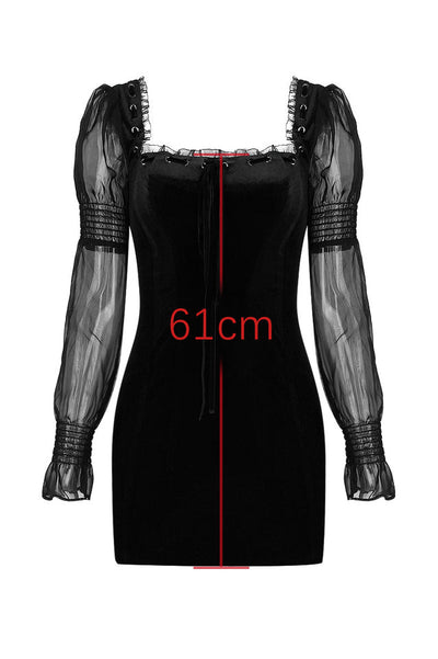 Syana Black Velvet Mini Elbise
