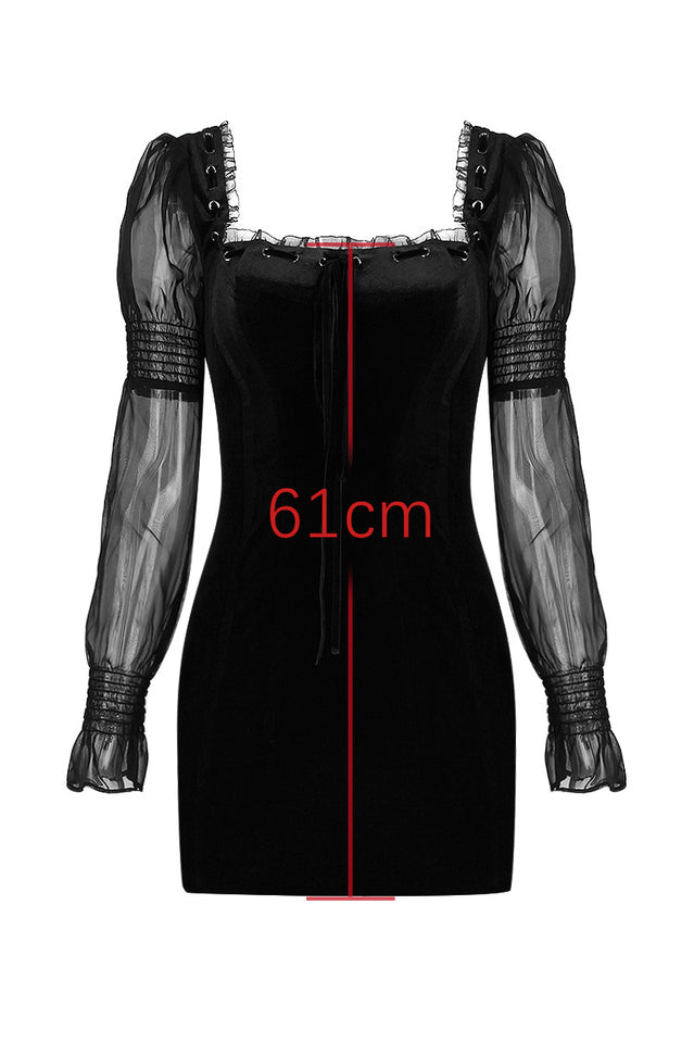 Syana Black Velvet Mini Elbise