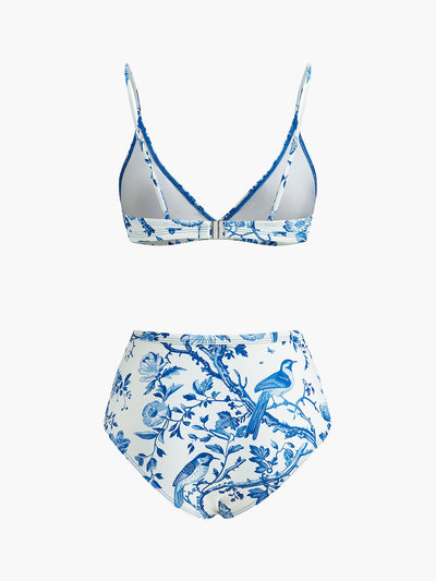 Desenli Yüksek Bel Bikini Takımı