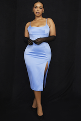 Satin Pleated Corset Midi Elbise
