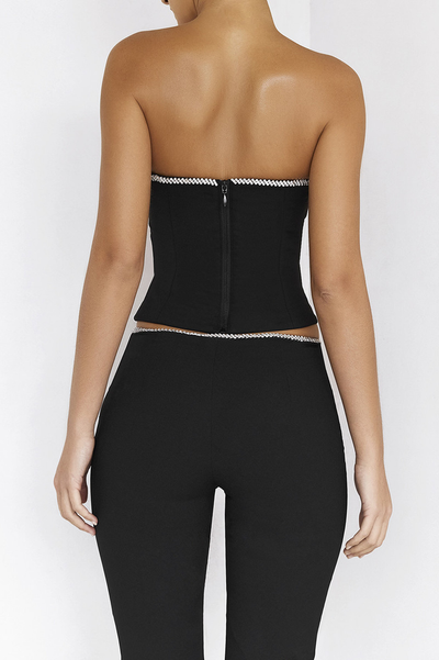 Siyah Kristal Süslemeli Crop