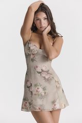 Christian Vintage Floral Mini Elbise