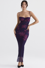 Aiza Purple Floral Elbise