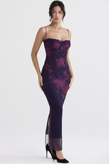 Aiza Purple Floral Elbise