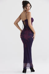 Aiza Purple Floral Elbise