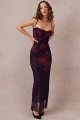 Aiza Purple Floral Elbise