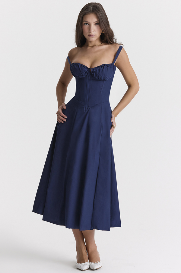 Carmen Blue Bustier Elbise