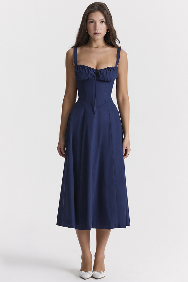 Carmen Blue Bustier Elbise