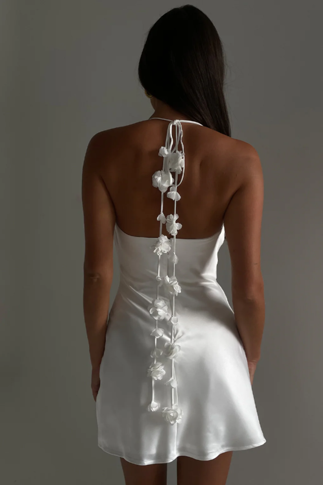 Otillie Rose Halter Satin Mini Elbise