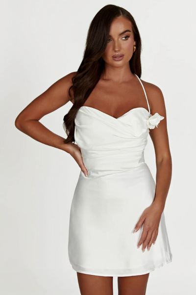 Otillie Rose Halter Satin Mini Elbise