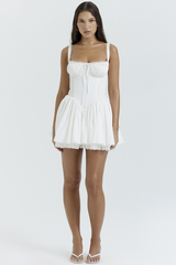 Pietra White Corset Mini Elbise