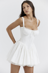 Pietra White Corset Mini Elbise
