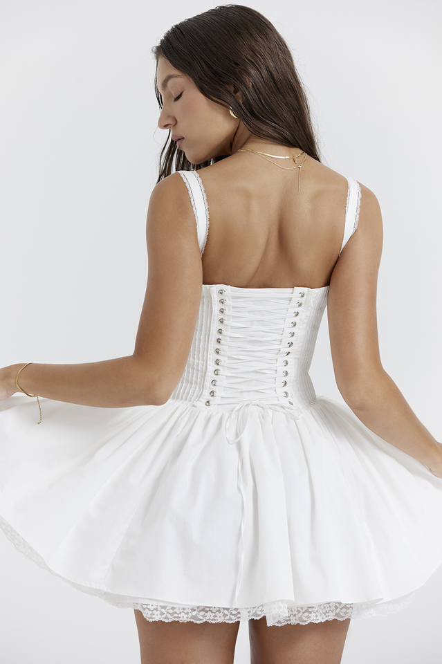 Pietra White Corset Mini Elbise