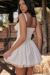Pietra White Corset Mini Elbise