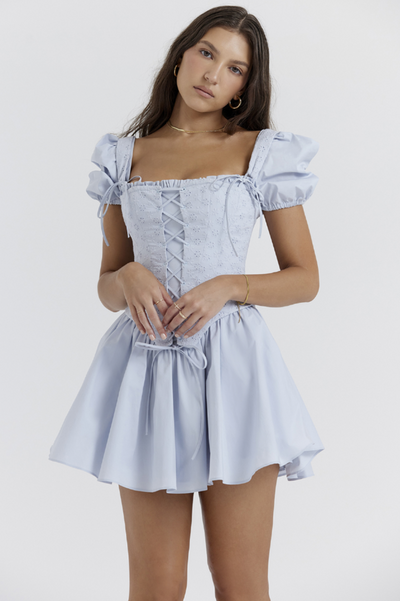 Maribel Broderie Corset Mini Elbise