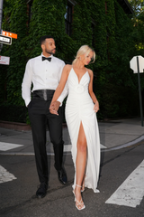 Glen Strappy Deep V Backless Maxi Elbise