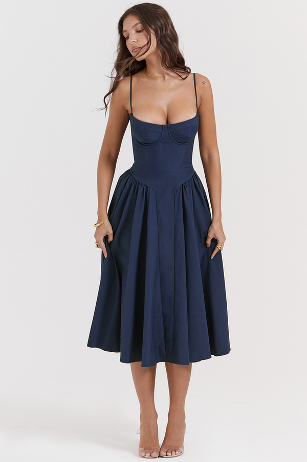 Samaria French Navy Corset Elbise