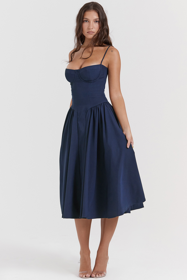 Samaria French Navy Corset Elbise