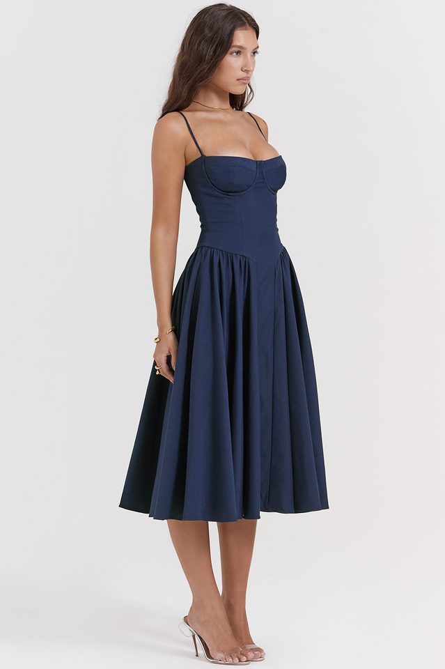 Samaria French Navy Corset Elbise