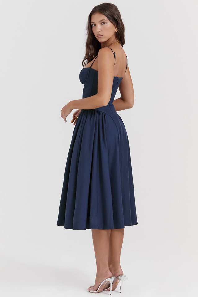 Samaria French Navy Corset Elbise