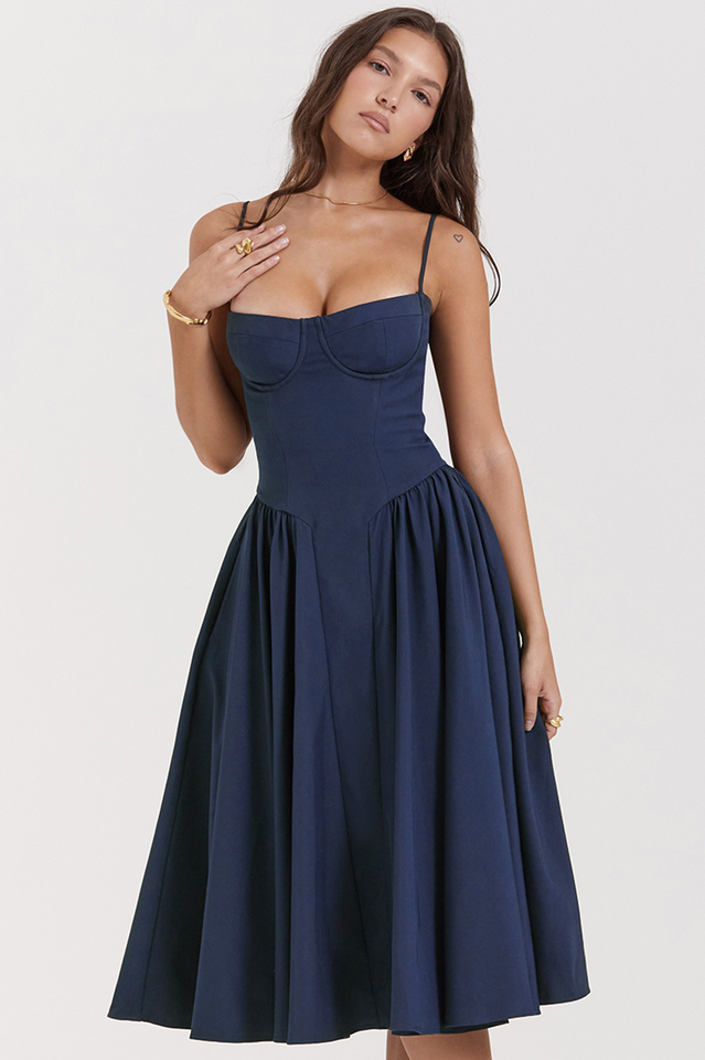 Samaria French Navy Corset Elbise