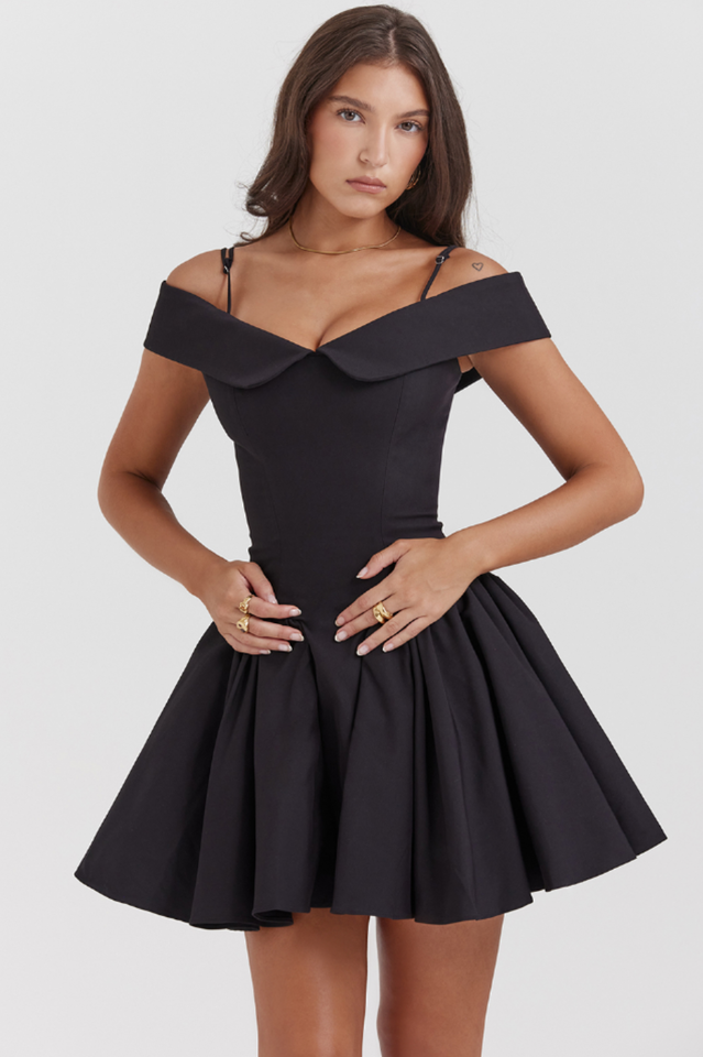 Elida Black Mini Elbise