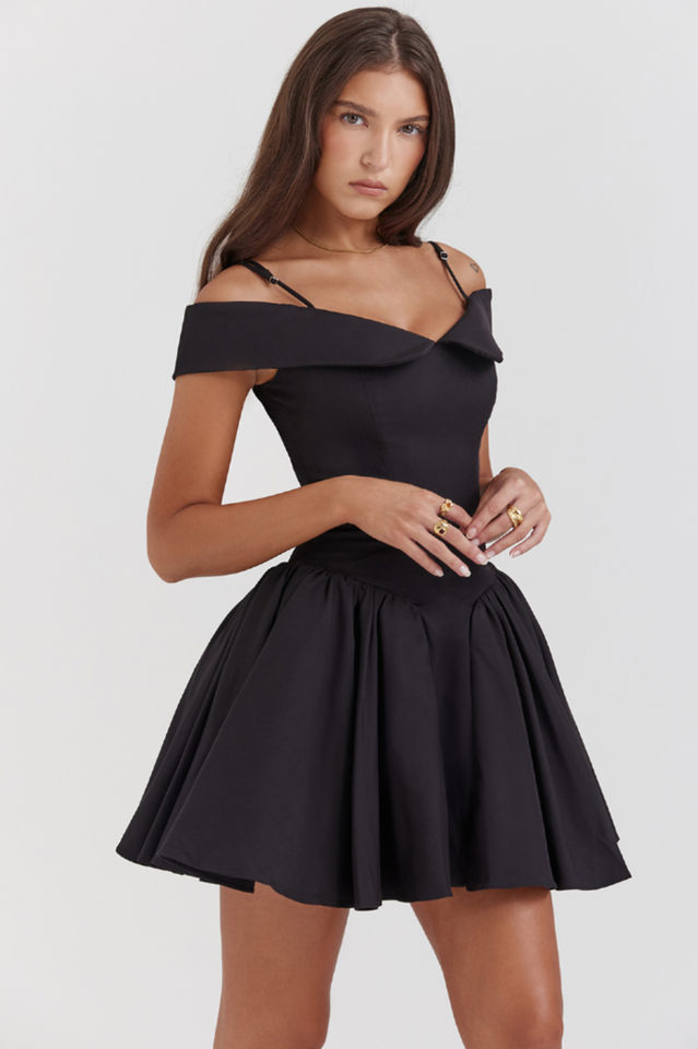 Elida Black Mini Elbise