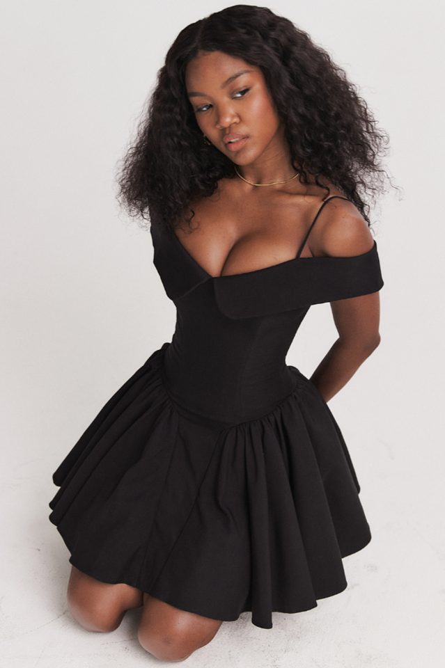 Elida Black Mini Elbise