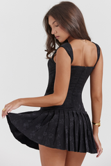 Talia Black Strappy Mini Elbise