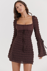 Marisa Rich Brown Lace Elbise