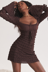 Marisa Rich Brown Lace Elbise