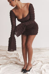 Marisa Rich Brown Lace Elbise