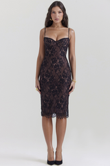 Escala Black Lace Midi Elbise