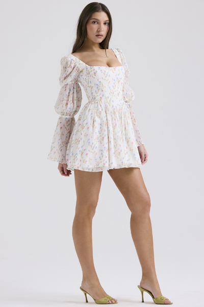 Sancia Printed Puff Sleeve Mini Elbise