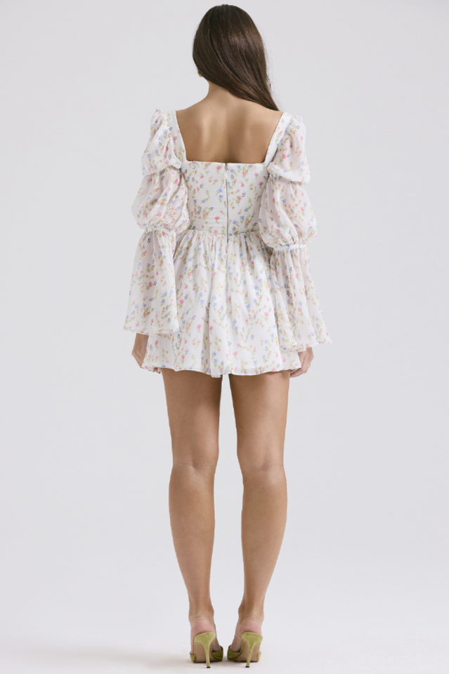 Sancia Printed Puff Sleeve Mini Elbise